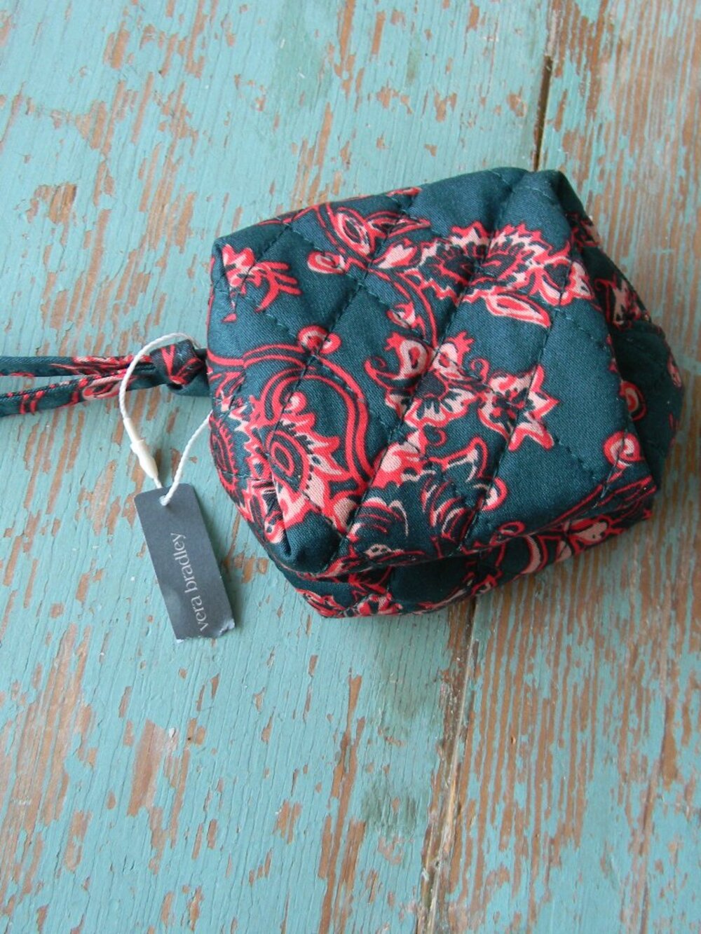 NWT VERA BRADLEY MINI COSMETIC CASE SMALL ZIP POUCH VICTORIAN VINES GREEN